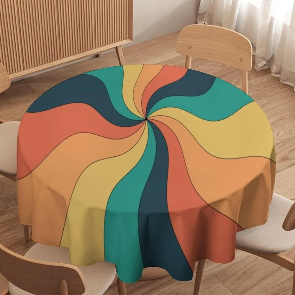 Century Textile & Sewing Supply Avenue C North Saskatoon Sk - Retro Groovy Swirl Round Tablecloth Abstract